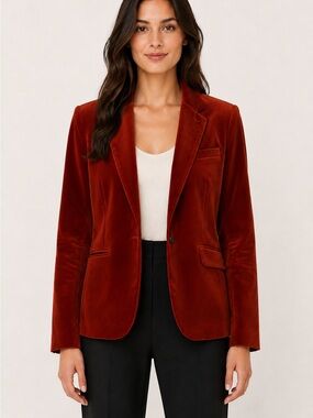 Vintage “The Limited” Rust Burnt Orange Velvet Blazer Size Medium